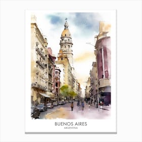 Buenos Aires Argentina Watercolour Travel Poster 4 Canvas Print