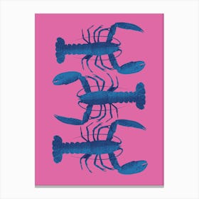 Blue Lobsters - Pink Canvas Print