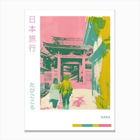 Nara Japan Retro Duotone Silkscreen Poster 3 Canvas Print