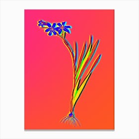 Neon Gladiolus Botanical in Hot Pink and Electric Blue n.0200 Canvas Print