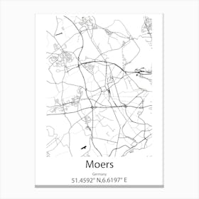 Moers,Germany Minimalist Map Canvas Print