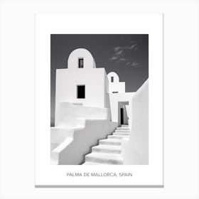 Poster Of Santorini, Greece, Photography In Black And White 2 Canvas Print