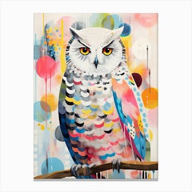 Bird Painting Collage Snowy Owl 1 Canvas Print