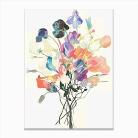Sweet Pea 1 Collage Flower Bouquet Canvas Print
