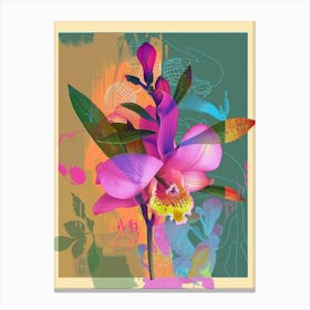 Freesia 2 Neon Flower Collage Canvas Print