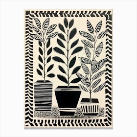 B&W Plant Illustration Zz Plant 7 Canvas Print