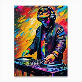 DJ art, music, edm, pop art, graffiti, man, colorful, festival Canvas Print