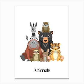 49.Beautiful jungle animals. Fun. Play. Souvenir photo. World Animal Day. Nursery rooms. Children: Decorate the place to make it look more beautiful. Canvas Print