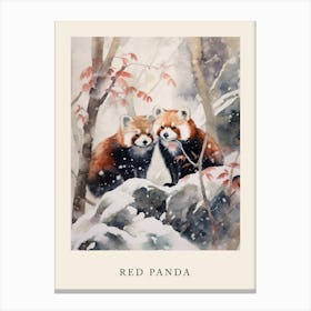 Winter Watercolour Red Panda 4 Poster Canvas Print