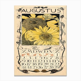 August Calendar Sheet With Sunflowers (1902), Theo Van Hoytema Canvas Print