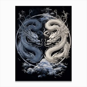 Yin And Yang Chinese Dragon Illustration 5 Canvas Print