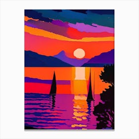 Rainbow Boat Sunset Canvas Print