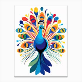 Colourful Geometric Bird Peacock 1 Canvas Print