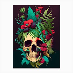 Skull With Pop Art 1 Influences Botanical Canvas Print
