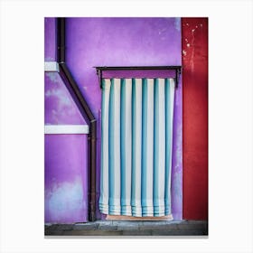 Stripey Curtained Doorway Burano Canvas Print