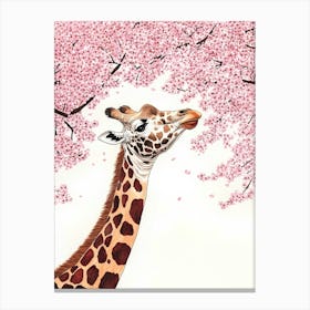 Giraffe In Bloom Canvas Print