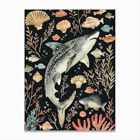 Wobbegong Shark Seascape Black Background Illustration 4 Canvas Print