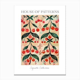 Folk Cherries And Bows 2 Pattern Poster Canvas Print