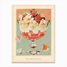 Retro Layered Strawberry Dessert Collage 1 Poster Canvas Print
