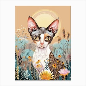Devon Rex Cat Storybook Illustration 1 Canvas Print