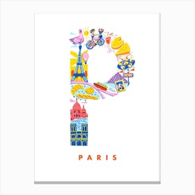 Paris France Travel Illustration Canvas Print
