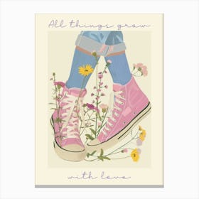 All Things Grow With Love Spring Flowers And Sneakers 4 Canvas Print