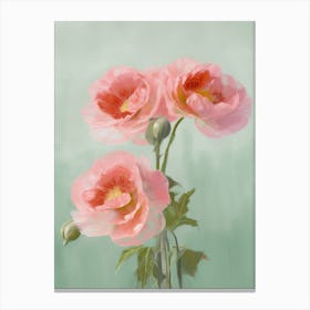 Pink Roses Flowers Acrylic Painting In Pastel Colours 8 Canvas Print