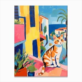 Painting Of A Cat In Marbella Spain 2 Canvas Print