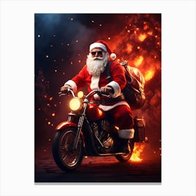 Santa Claus Riding Cool Bike Canvas Print