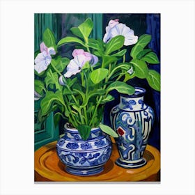 Flowers In A Vase Still Life Painting Periwinkle 2 Canvas Print