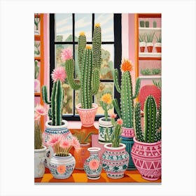 Cactus Painting Maximalist Still Life Organ Pipe Cactus Canvas Print
