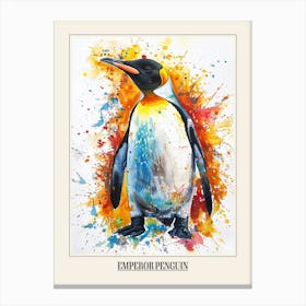 Emperor Penguin Colourful Watercolour 2 Poster Canvas Print