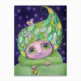 Little Girl With Green Hair Stampe su tela