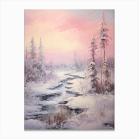 Dreamy Winter Painting Lapland Finland 4 Canvas Print