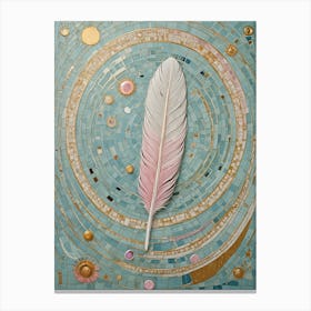 White Feather On Whimsical Mosaic Canvas Print