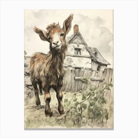 Storybook Animal Watercolour Goat 1 Canvas Print
