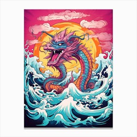 Dragon Retro Pop Art Style 4 Canvas Print