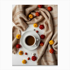 Cup Of Coffee With Pumpkins Canvas Print