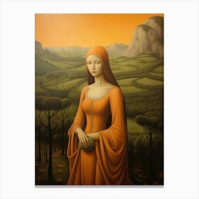 Woman In An Orange Dress Canvas Print