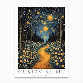 Gustav Klimt Print Starry Night Forest Trees Painting Klimt Exhibition Poster Painting Decor Canvas Print