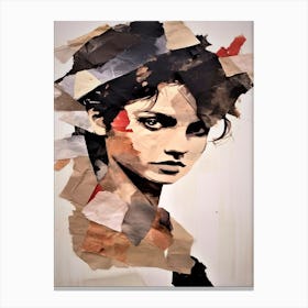 Torn Paper Portrait - Collage Canvas Print