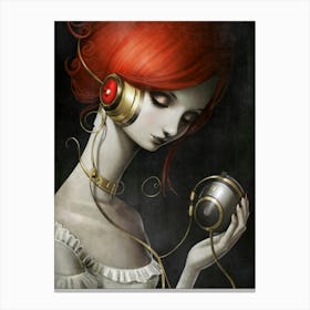 Girl With Headphones 40 Canvas Print