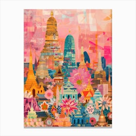 Bangkok   Retro Collage Style 1 Canvas Print
