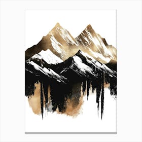 Mountains In Gold And Black Canvas Print