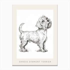 Dandie Dinmont Terrier Dog Line Sketch 3 Poster Canvas Print