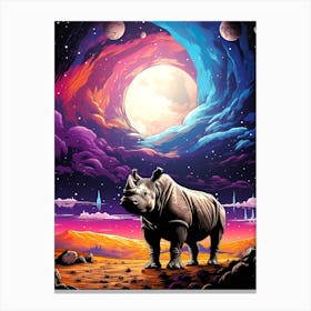 Rhino In Space Canvas Print