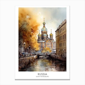 Saint Petersburg, Russia 1 Watercolor Travel Poster Canvas Print