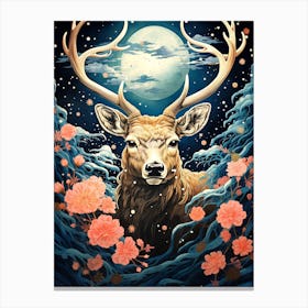 Deer In The Moonlight 1 Canvas Print