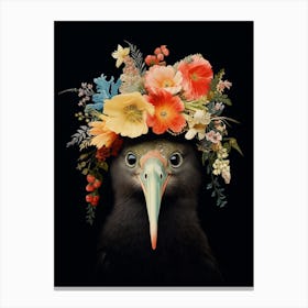 Bird With A Flower Crown Kiwi 2 Canvas Print