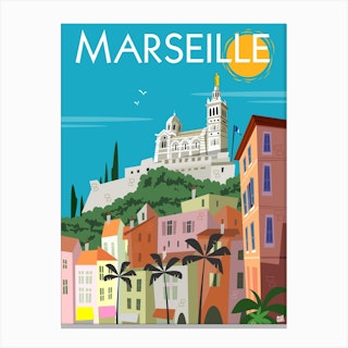 Marseille Poster Colourful Canvas Print
